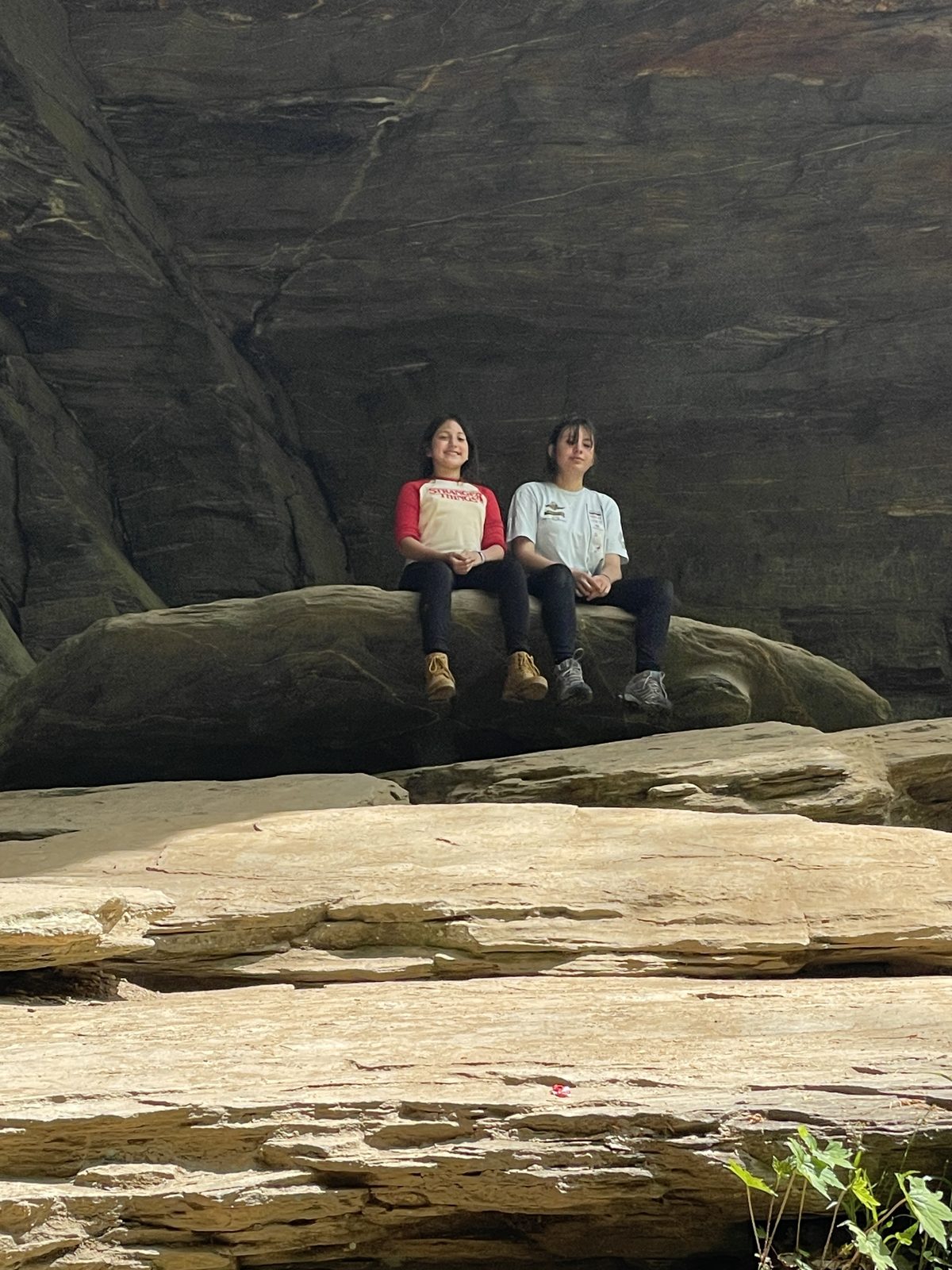 3 Oaks students hiking a mountain river trail
