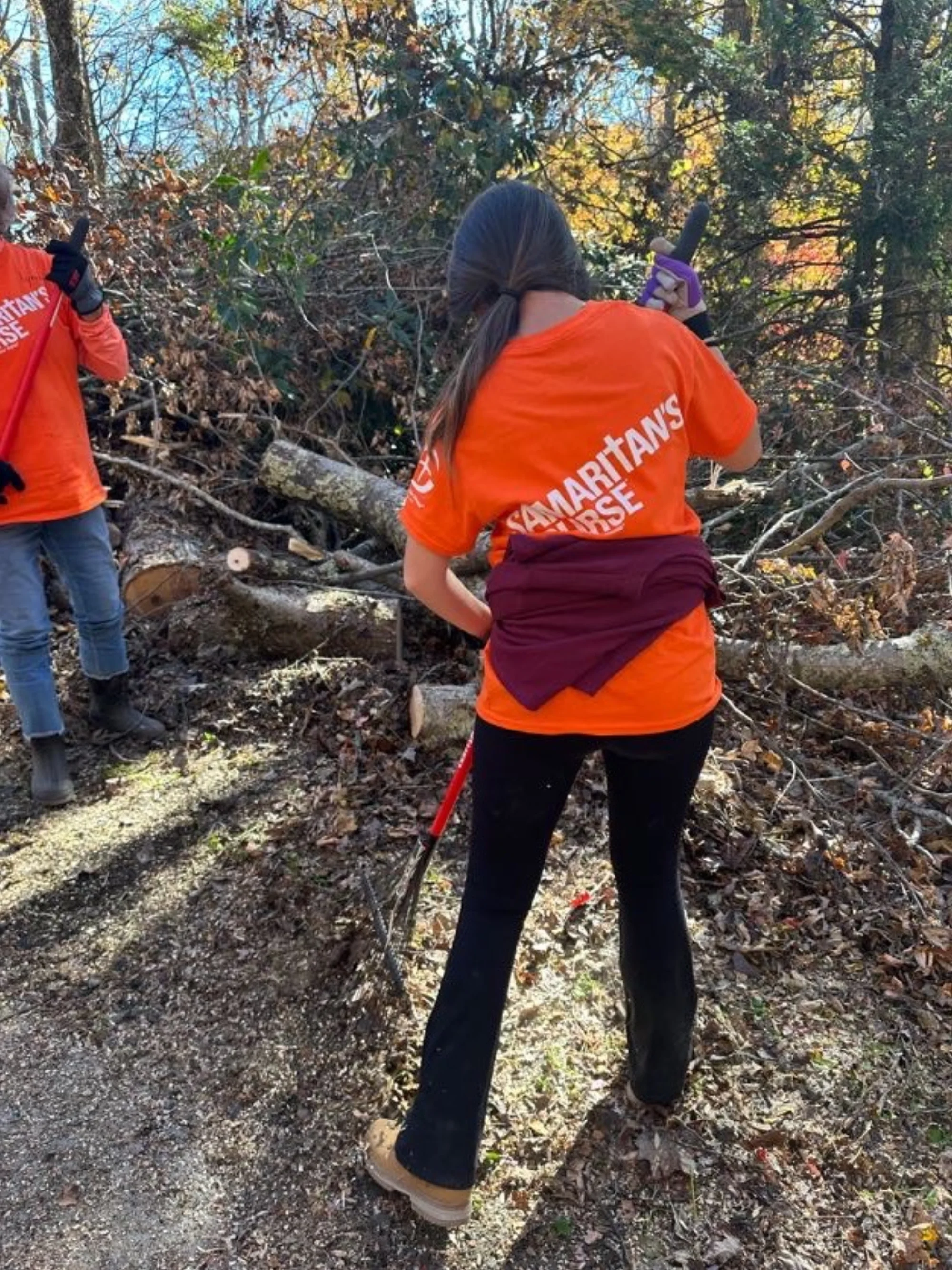Students participating in community service