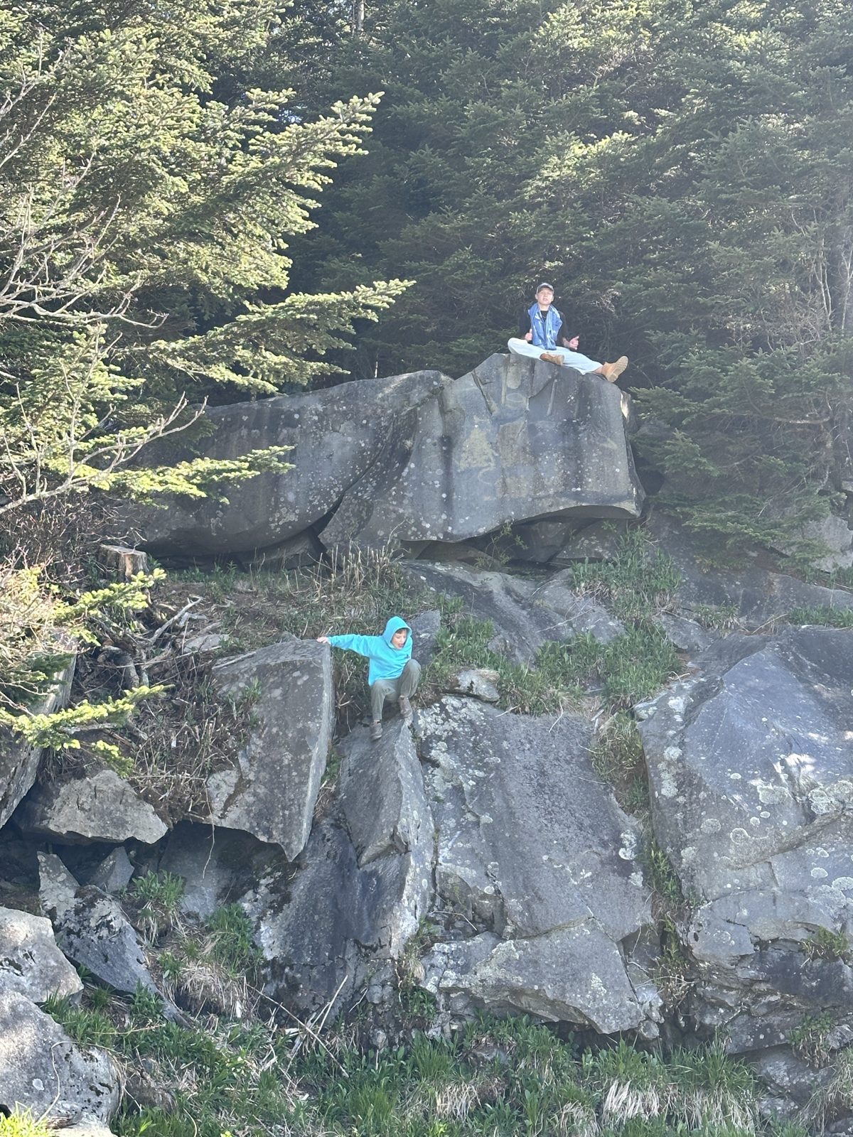 Students exploring a waterfall in the Great Smoky Mountains
